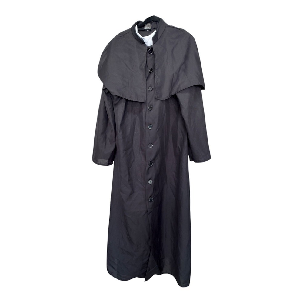 Leg Avenue Priest Costume Robe XL Black Clergy Cape Collar Full Length Halloween